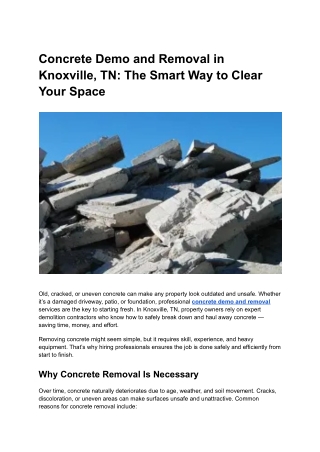 Concrete Demo and Removal in Knoxville, TN_ The Smart Way to Clear Your Space