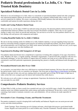 Pediatric Dentist La Jolla