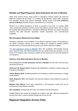 Reliable and Rapid Response_ Best Ambulance Service in Mumbai