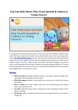 Vme Kids Shows That Make Spanish Learning Fun