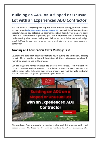 Building an ADU on a Sloped or Unusual Lot with an Experienced ADU Contractor