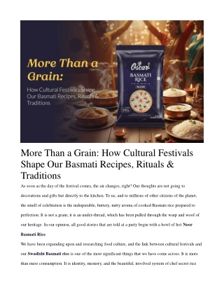 Recipes, and Culture &amp; Blog – Oscar Basmati Rice