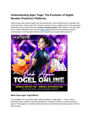 Understanding Agen Togel_ The Evolution of Digital Number Prediction Platforms
