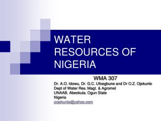 WATER RESOURCES OF NIGERIA