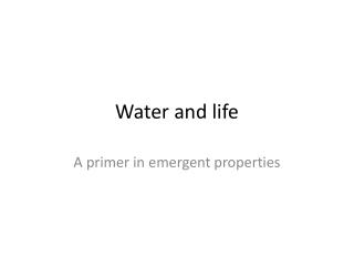 Water and life