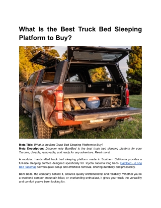 BLOG 1 _ What Is the Best Truck Bed Sleeping Platform to Buy_