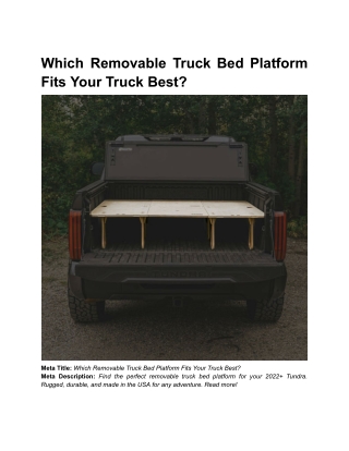 BLOG 2 _ Which Removable Truck Bed Platform Fits Your Truck Best_