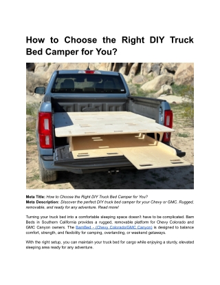 BLOG 3 _ How to Choose the Right DIY Truck Bed Camper for You_
