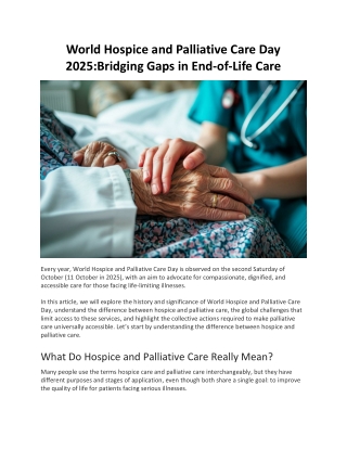 World Hospice & Palliative Care Day 2025 | End-of-Life Care Awareness