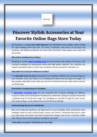 Discover Stylish Accessories at Your Favorite Online Bags Store Today