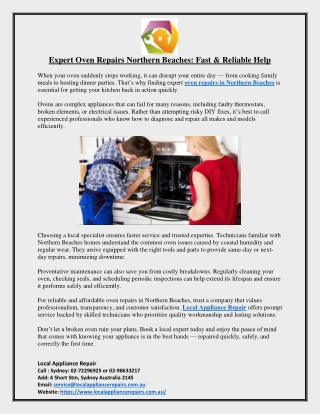 Expert Oven Repairs Northern Beaches Fast & Reliable Help