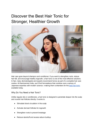 Discover the Best Hair Tonic for Stronger, Healthier Growth