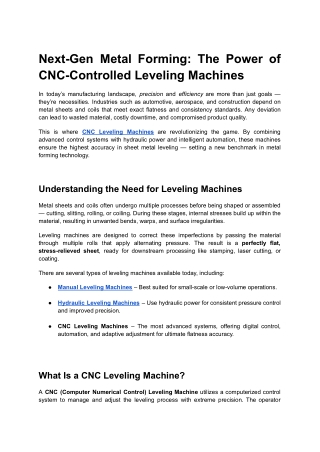 Next-Gen Metal Forming_ The Power of CNC-Controlled Leveling Machines