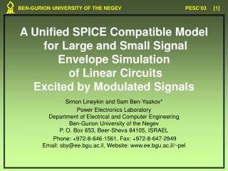 A Unified SPICE Compatible Model for Large and Small Signal Envelope Simulation of Linear Circuits Excited by Modula