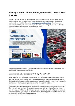 Sell My Car for Cash in Hours, Not Weeks – Here’s How It Works