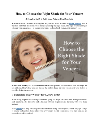 How to Choose the Right Shade for Your Veneers