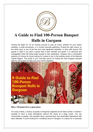 Find 100-Person Banquet Halls in Gurgaon