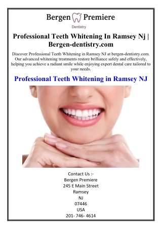 Professional Teeth Whitening In Ramsey Nj | Bergen-dentistry.com