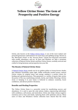 Yellow Citrine Stone The Gem of Prosperity and Positive Energy