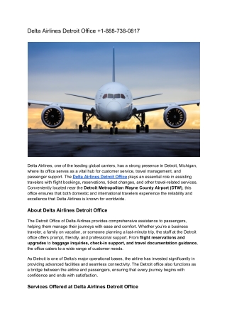 Delta Airlines Detroit Office  1-888-738-0817