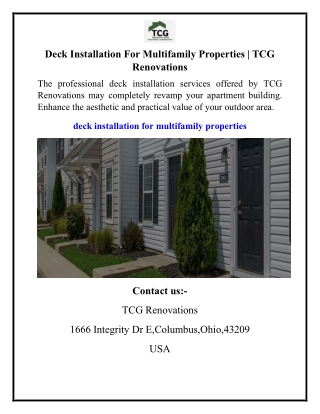 Deck Installation For Multifamily Properties  TCG Renovations