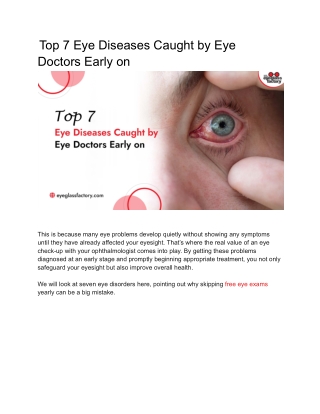 Top 7 Eye Diseases Caught by Eye Doctors Early on