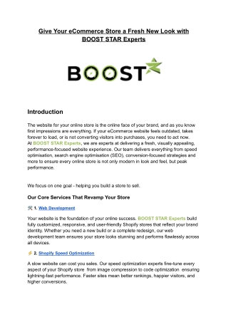 Give Your eCommerce Store a Fresh New Look with BOOST STAR Experts