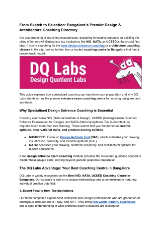 From Sketch to Selection_ Bangalore's Premier Design & Architecture Coaching Directory (1)