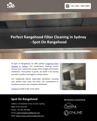 Perfect Rangehood Filter Cleaning in Sydney - Spot On Rangehood