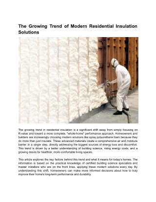 The Growing Trend of Modern Residential Insulation Solutions