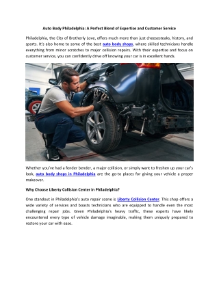 Auto Body Philadelphia A Perfect Blend of Expertise and Customer Service