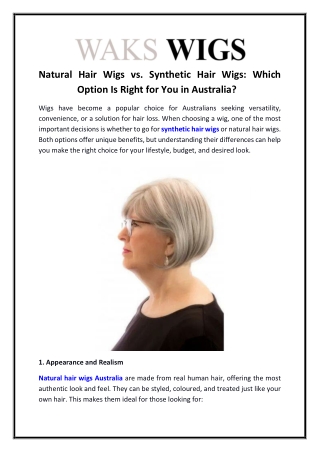 Natural Hair Wigs vs. Synthetic Hair Wigs: Which Option Is Right for You in Aust