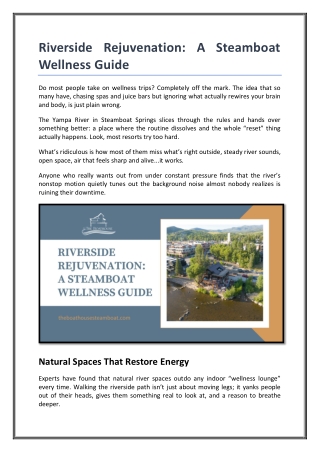Riverside Rejuvenation: A Steamboat Wellness Guide