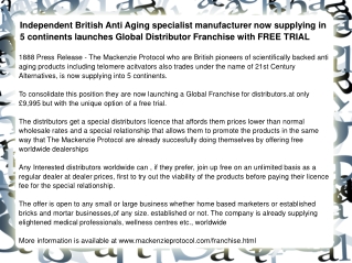 Independent British Anti Aging specialist manufacturer