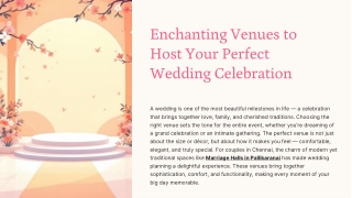 Enchanting Venues to Host Your Perfect Wedding Celebration