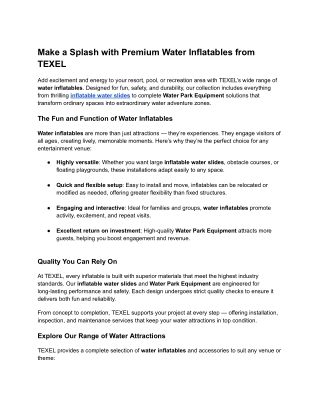 Make a Splash with Premium Water Inflatables from TEXEL (1)