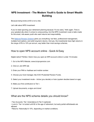 NPS Investment - The Modern Youth’s Guide to Smart Wealth Building