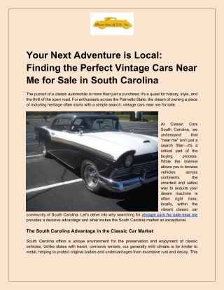 classiccarssouthcarolina - Your Next Adventure is Local_ Finding the Perfect Vintage Cars Near Me for Sale in South Caro