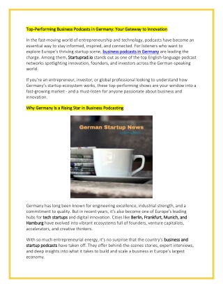 Top-Performing Business Podcasts in Germany- Your Gateway to Innovation