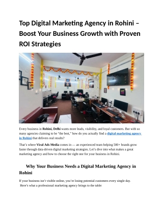 Top Digital Marketing Agency in Rohini – Boost Your Business Growth with Proven ROI Strategies