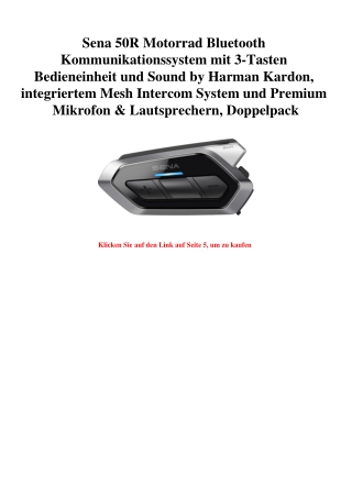1122 Sena 50R Motorrad Bluetooth Kommunikationssystem mit 3-Tasten Bedieneinheit und Sound by Harman Kar