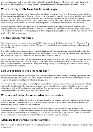 Botox and Downtime: Truths About Recovery and Return to Work