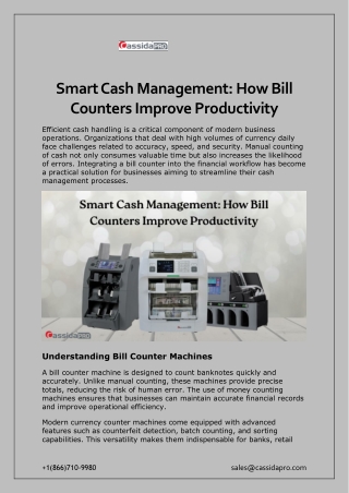 Smart Cash Management How Bill Counters Improve Productivity