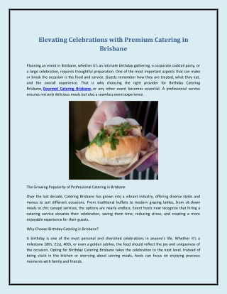 Elevating Celebrations with Premium Catering in Brisbane