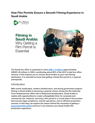 How Film Permits Ensure a Smooth Filming Experience in Saudi Arabia