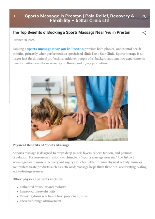 The Top Benefits of Booking a Sports Massage Near You in Preston