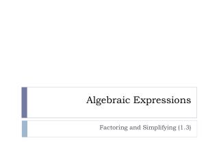 Algebraic Expressions