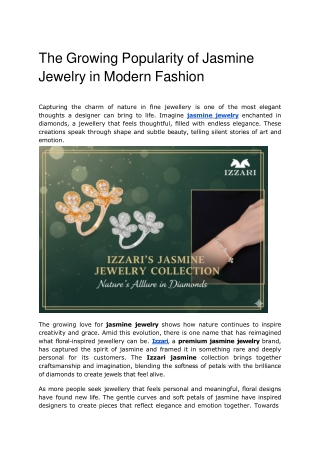 The Growing Popularity of Jasmine Jewelry in Modern Fashion