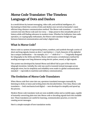 Morse Code Translator_ The Timeless Language of Dots and Dashes