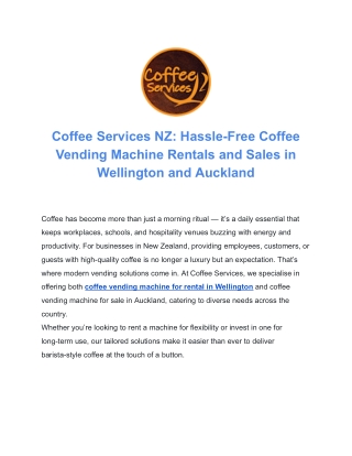 Coffee Machines Auckland | Coffee Services
